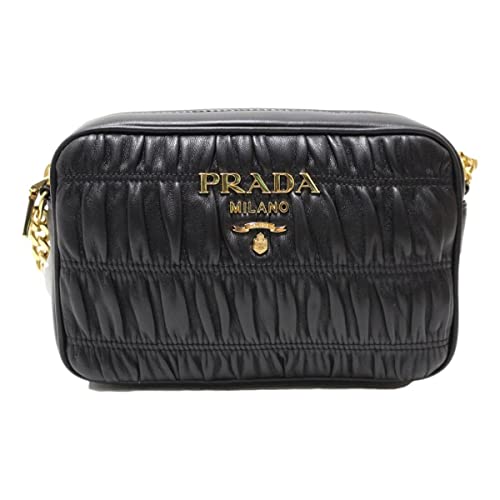 Prada Bandoliera Nero Black Nappa Gaufre'1 Quilted Leather Handbag 1BH1123