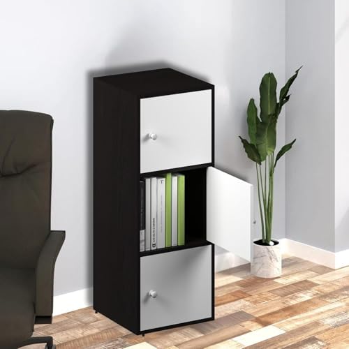 Image of Callas 3-Tier Wooden Cabinet with Magnetic Door for Home, Kitchen Unit | Engineered Wood, Space-Saving, Multipurpose Organizer (BR-11-Black)