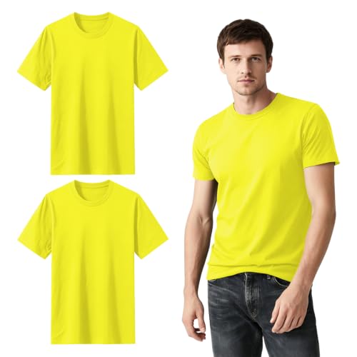 Image of ORJ 2 Pack Men t Shirts Crew Neck Short Sleeve Men's Undershirt Plain Polyester tee Bulk Stretch Soft Tees