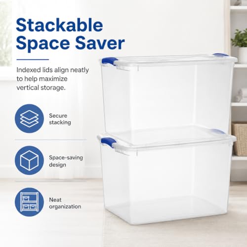 Image of 66 Qt Storage Bins 2-Pack, Clear Plastic Containers with Secure Latch Lids