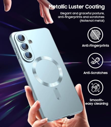 Image of DIZORO Samsung S26 Case, Compatible with Mag Safe Back Cover, Matte Luxury Metallic Luster Flexible TPU Wireless Charging Shockproof Case with Camera Protector (Metallic Silver)