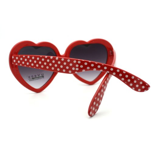 Red Heart Love Sunglasses Cute Heart Shape Frame with Polka Dots4