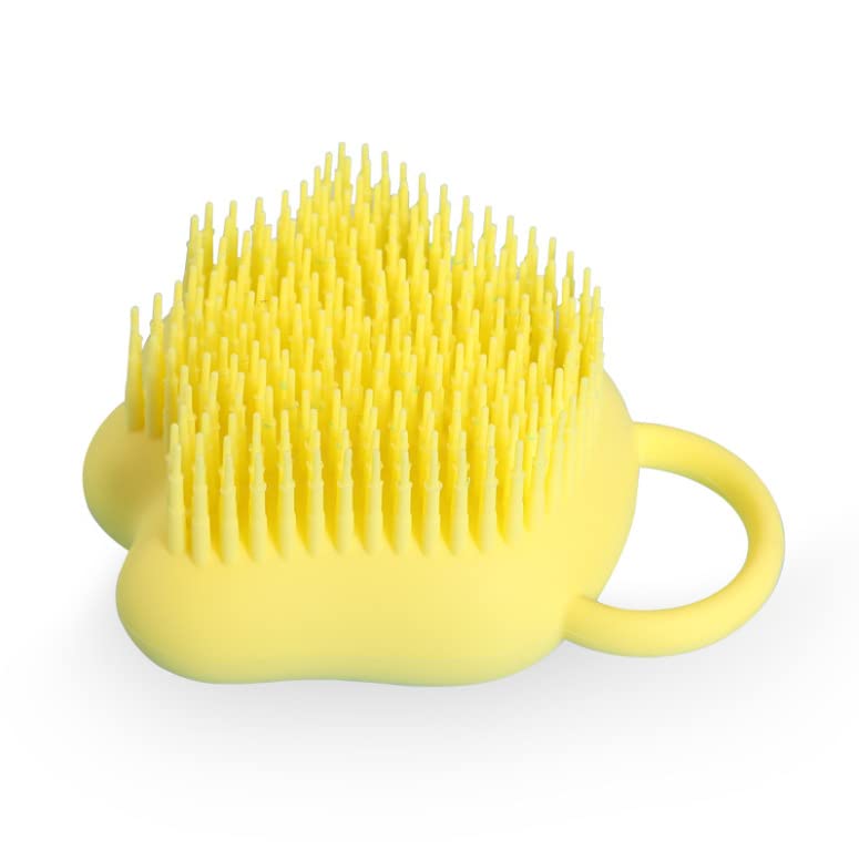 HAPIKI Baby Bath Brush, Baby Cradle Cap Brush, Silicone Massage Brush, Silicone Scrubbers Exfoliator Brush (yellow)