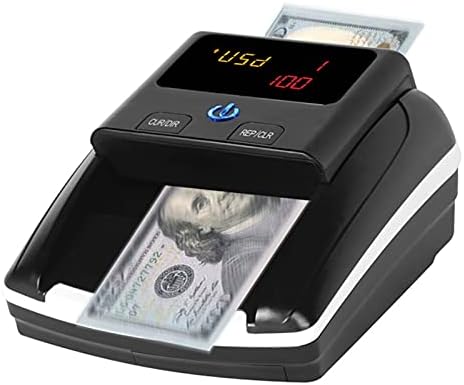 BISOFICE Counterfeit Bill Detector, Portable Money Counter Machine, Automatic Money Detection USD Euro by UV/MG/IR/Image/Paper/Quality/Size/Thickness, Suitable for Small Businesses Stores, Save Time