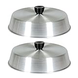 TrueCraftware- 9" Aluminum Grill Basting Cover with Black Plastic Knob Set of 2- Round Melting Dome Burger Cheese Cover and Steaming Cover Best Use in Flat Top Grill Cooking Indoor or Outdoor