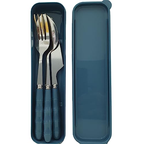 Jogo Talher 3 Peças Inox Estojo Garfo Faca Colher Marmita Viagem