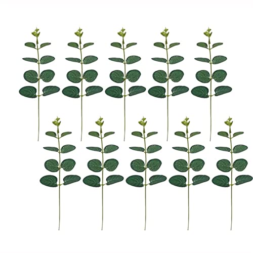 RLVYTA Plantas Decorativas 10 Uds Flores Artificiales Hojas de eucalipto DIY Boda Fiesta hogar Decoración Plantas Falsas Planta Artificial(C-10PCS)