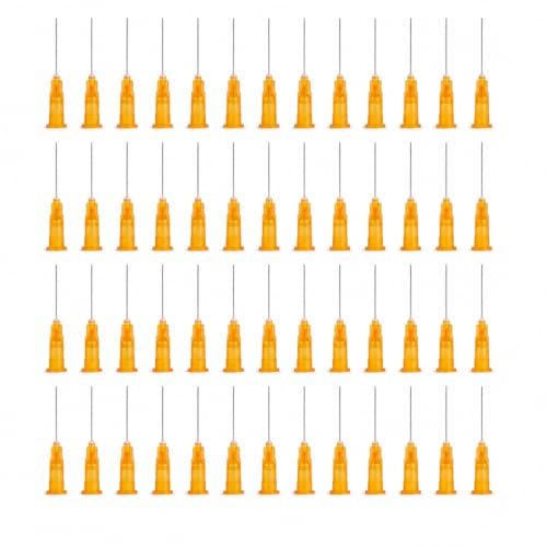 Image of 60 Pcs Blunt Tip Dispensing Needles, 25 Gauge Stainless Steel Dispensing Tips with Luer Lock, 1 Inch Blunt Dispenser Needle for Measuring, Refilling Inks, Glue, Oil and Liquids, Orange