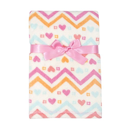 Baby Gear Plush Velboa Ultra Soft Baby Girls Blanket 30 x 40, Tribal Chevron