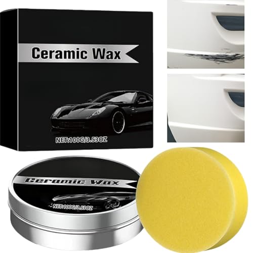 Professional Ceramic Coating Wax Polish Paste Kit - Ultimate Car Scratch Repair Remover, Long-Lasting Paint Protection & Gloss Enhancer, Waterless Wash Formula for Cars with Applicator Sponge (1PC)