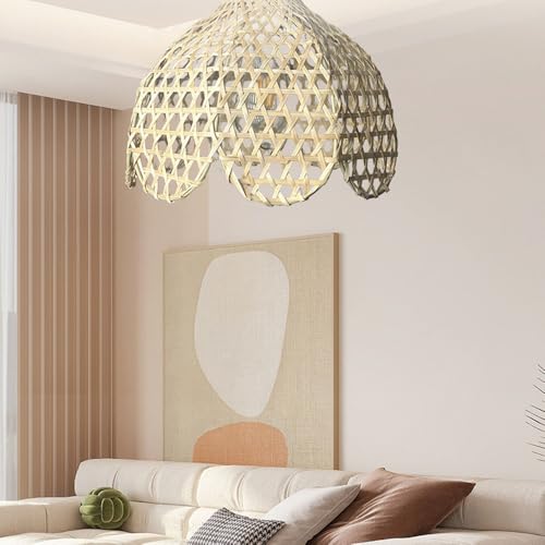 Lámpara colgante de mimbre natural para decoración del hogar 2