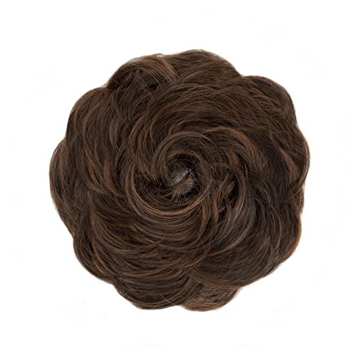 S-noilite Hair Pieces for Women Hair Scrunchies Thick Messy Bun Hair Bun Updo Chignons Ponytail Extenions - Dark Brown mix Light Auburn - Image 3