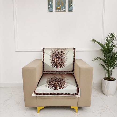 Image of Homerz Premium 'Luxe Series' Holland Velvet Sofa Cover | Smooth Finish | Anti-Skid Fleece Backing | Soft Touch Couch Protector for Living Room (Rust, 1 Seater, Seat Cover with Backrest)