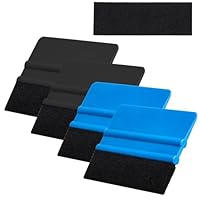 4 Stück Rakel für Folienrakel mit Filzkante, Karte Filzrakel, Folierungs Werkzeug Set, Auto Folienrakel Set für Möbelfolie Autofolien Fensterfolie Tönungsfolie Schutzfolien, mit 4 Filz Nachfüllungen