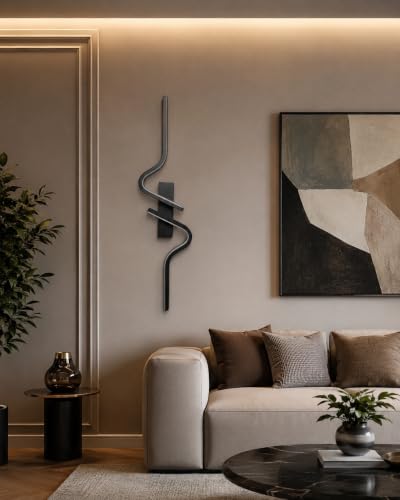 Image of FILLISKA Led Wall Highlighter Light, 3-in-1 Colour Changing, Luxurious Wall Decor (18 Watt MattBlack Wave-626)