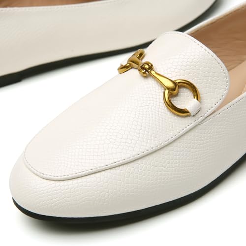 Image of Minorsu Buckle Loafers for Women Slip On Round Toe Dress Flats Business Casual Work Driving Shoes