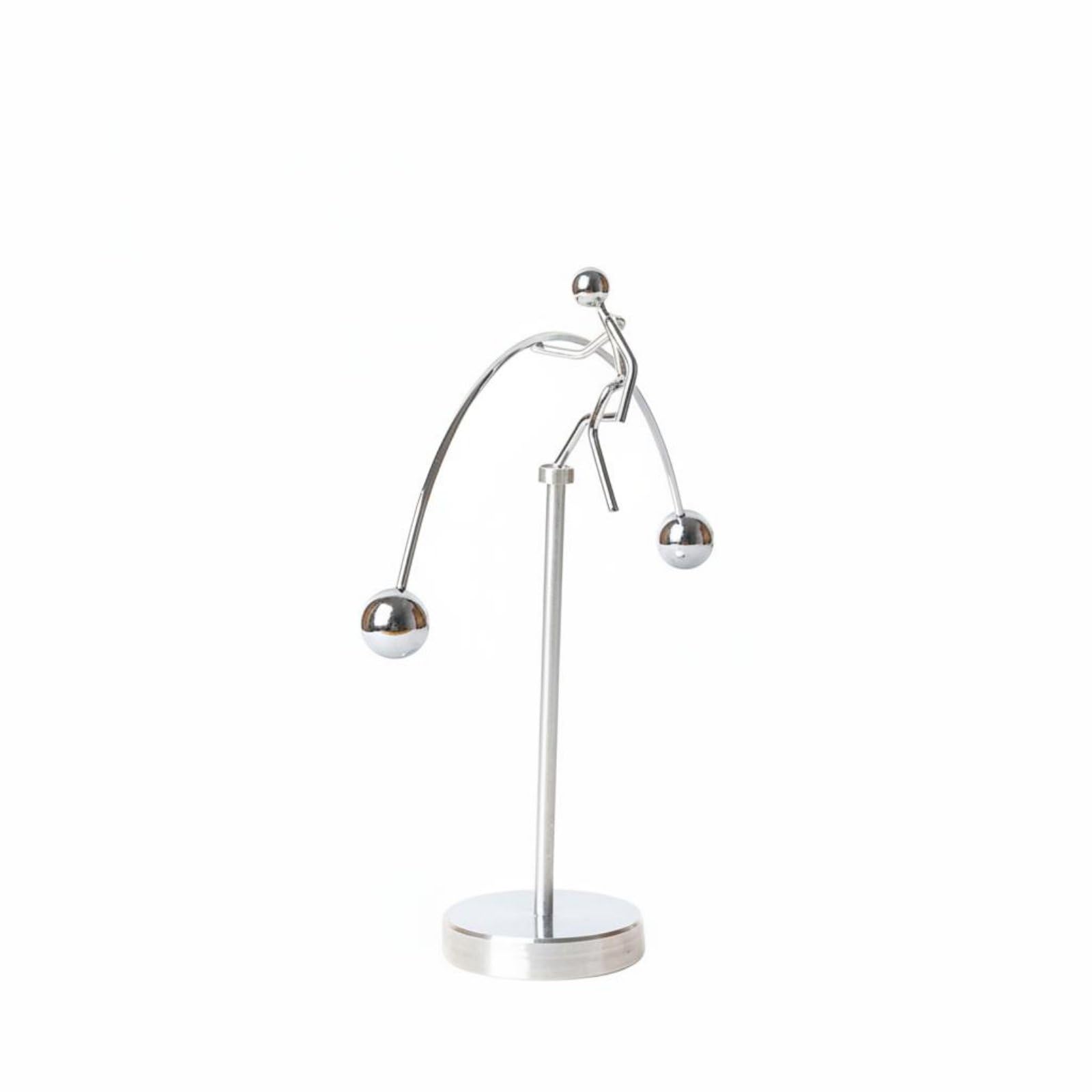 Stress Relief Metal Balancing Man Toy No Batteries Required Physics Pendulum Toy Conversation Starter Physics Balance Pendulum for Home Office, Bookshelf, 1-Hand Balance Silv-image-43