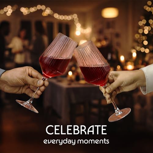 Image of Borosil 400ml x 2pc Diamond Wine Glass Set | Wine Glasses for Red & White Wine, Cocktails & Mocktails | Elegant Glassware for Home, Parties & Gifting