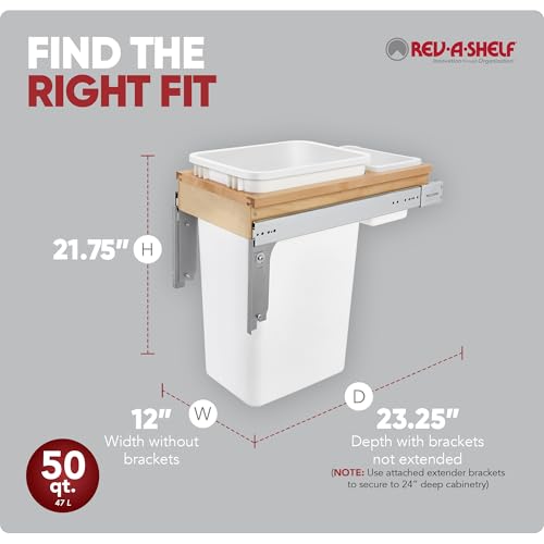 Contenedor extraíble de basura para gabinete de cocina 50 cuartos miniatura 3