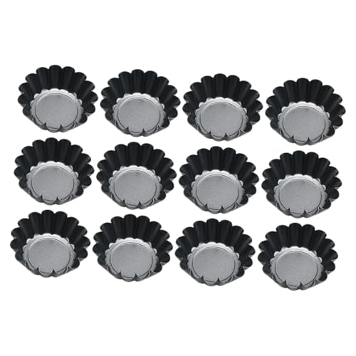 FIXOSHEE 12 piezas Moldes para Tartaletas y Tartas Mini de Hierro Resistente Altas Temperaturas Antiadherentes para Hornear Tartas Pudines y Cupcakes Apto para Reposteros Caseros y Regalos