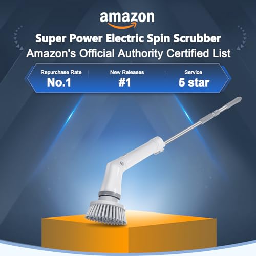 Image of Qimedo Upgrade Rechargeable Electric Scrubber for Cleaning, 45-inch Handheld Spin Scrubber with Extended Long Handle, Cordless Power Dish Scrubber with 6 Brushes for Bathtub Grout Tile Floor