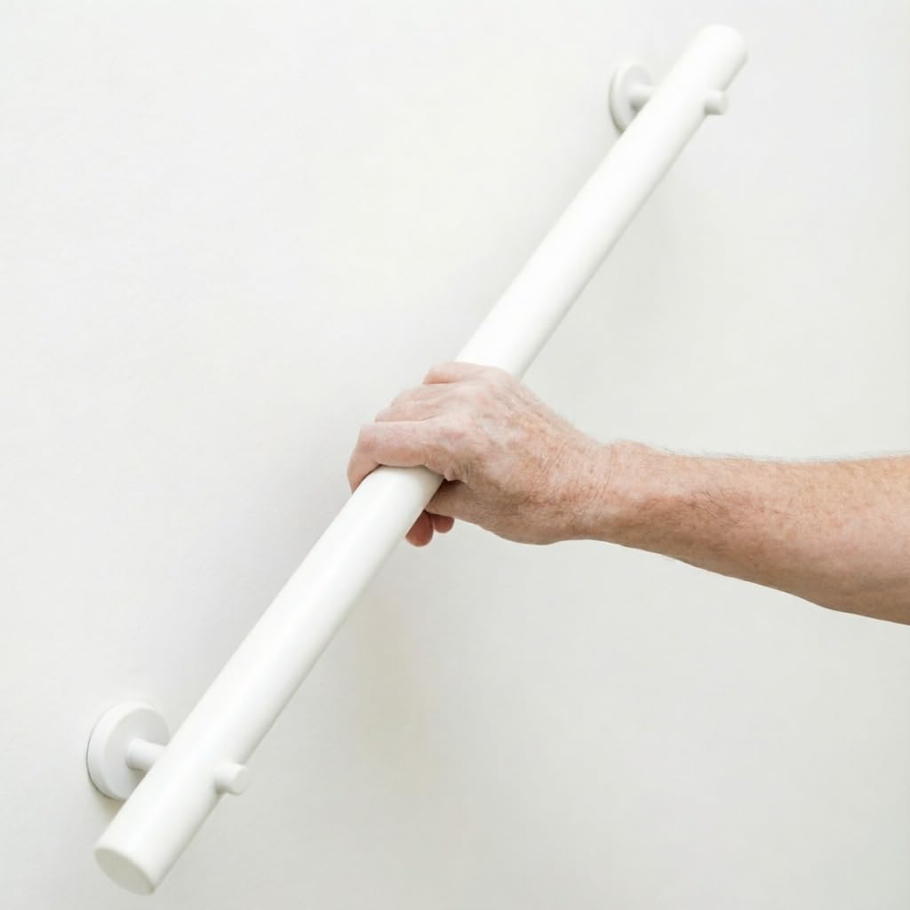 DMCHENGMA Wood Stair Handrails Wall Mount, Hand Railings for Stairs Indoor Outdoor, White Round Stair Banister Strong Armrest(2.6ft/80cm)
