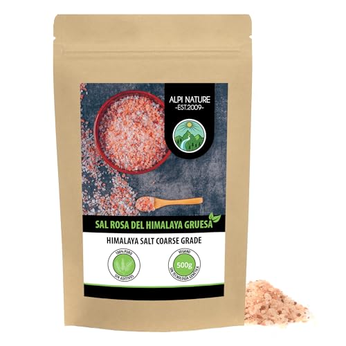 Alpi Nature Sal Rosa del Himalaya Gruesa 500g, Sal de Roca Natural del Himalaya Gruesa 2-5 mm