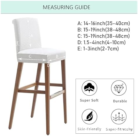 Stretch Bar Stool Covers 2-Pack, Washable Pub Chair Slipcovers, Spandex Stretch Dining Protector, Durable Barstool Decoration for Home & Kitchen