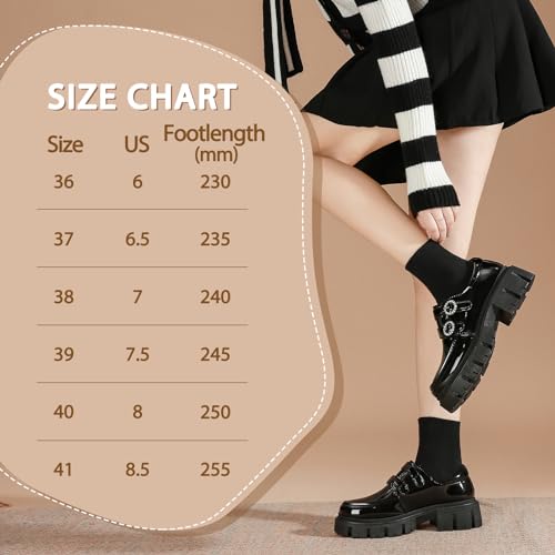 Image of YorFotMae Loafers for Women, Comfortable Platform Chunky Loafers Women, Patent Leather Loafers Women, Fashion Penny Loafers Ladies Business Causal Work Shoes Black, 6