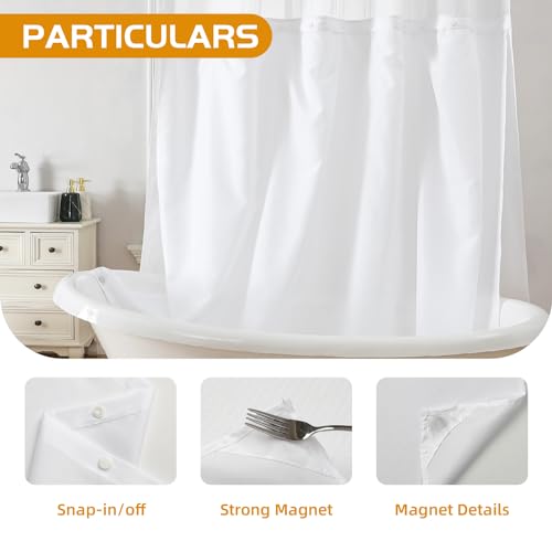 Eachope EH-SCL-7174WHITE 1 Pack Fabric Snap-In Shower Curtain Liner Replacement,Compatible thumb #4