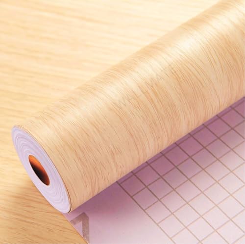 Image of WALLMATE Self Adhesive Wood Grain Wallpaper Vinyl Furniture Sticker Wood Wallpaper Kitchen Wallpaper Wooden Door Desktop Wallpapers (Oak Wooden, 24x64 Inch)