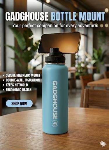 GadgHouse 40oz Stainless Steel Water Bottle with Magnetic Phone Holder, Compatible with Apple and Android. Leakproof, Insulated, BPA-Free, Keeps Hot 12H Cold 24H, for Gym, Office, Travel (ICE BLUE) - Image 6