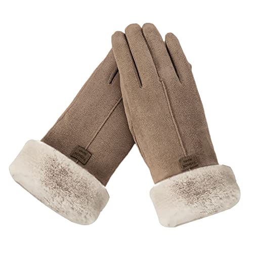WAPBENG Women's Cashmere Winter Gloves, Stuffed Cashmere, Women's, Autumn and Winter, Warm, Thick, Fleece Touch Screen, Ski Gloves, Fashionable, Commuting, Cold Protection, Windproof, Winter, Warm, Cashmere, Cute, Unisex (Color: B, Size: Free