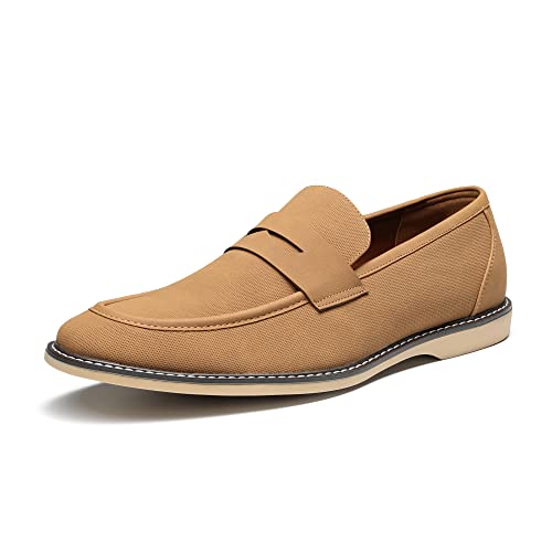 Bruno Marc Men's Penny Loafers Business Formal Dress Shoes, Tan, Size 9, SBLS2315M