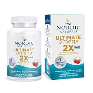 Nordic Naturals Ultimate Omega 2X Mini, Strawberry Flavor – 60 Mini Soft Gels – 1120 mg Omega-3 – High-Potency Omega-3 Fish Oil Supplement – EPA & DHA – Promotes Brain & Heart Health – 30 Servings
