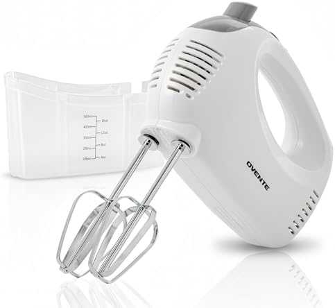 OVENTE 5-Speed Corded Electric Hand Mixer with Stainless Steel Wh...