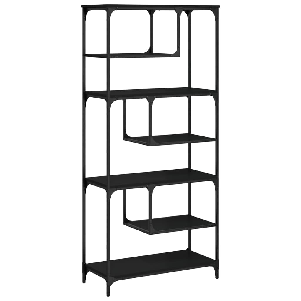 vidaXL Estantería, Estantes de Almacenaje, Soporte de Pie para Libros, Estantería Expositora para Hogar Oficina, Madera de Ingeniería Negro