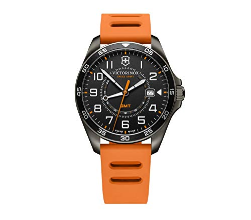 Victorinox FieldForce Sport GMT Gun Metal, Black dial, Orange Rubber Strap