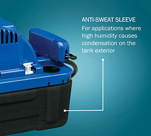 Image of Little Giant 554542, VCMX-20ULS-C 115 Volt, 1 /30 HP, 84 GPH, Automatic Condensate Removal Pump, 6-Ft. Power Cord, Safety Switch, Anti-Sweat Sleeve, Blue