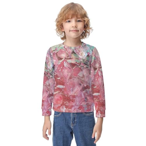 Pink Glitter PatternChildren's Casual Pullover Sweatshirt Loose Fit7-9Y