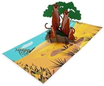 Miniatura 4 de ETA Tarjeta desplegable 3D de la familia de suricatas, tarjeta desplegable 3D de animales salvajes, tarjeta de naturaleza, tarjeta desplegable para