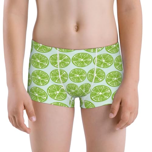 Boys' Cotton Boxer Brief Soft Underwear-Green Lemon Slices
