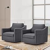 HOMREST Swivel Accent Chair Sets of 2,Linen Fabric Armchair Modern Chairs w/Removable Cover for Reception Living Room,Gray