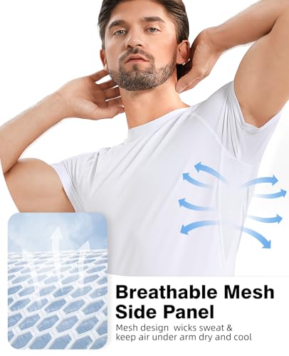 Men's Compression Shirts, Short Sleeve T-Shirt Athletic Compression Tops Workout Sports Base Layer Undershirt3