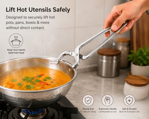 Image of Clazkit Stainless Steel Kitchen Pincer 8mm | Multi-Purpose Food Tong for Cooking, Serving, BBQ, Salad, Bread, Pasta & Ice | Heat Resistant Grip | Heavy Duty Kitchen Tool
