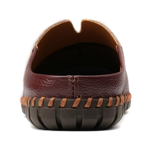 Men’s Slip-On Loafers Mules Clog Handmade Leather Slippers Hand Stitched no-Heel Casual Shoes for Men Breathable Comfortable Soft3
