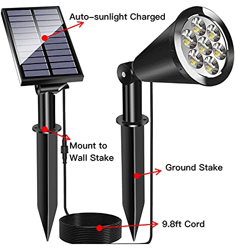 Meihong Solar Spot Light Outdoor, Waterproof Solar Led Landscape Lights Dusk To Dawn, 2-In-1 Solar Spotlight Solar Powered Accent Lights For Garden Porch Walkway Patio (1 Pack) #TOP4