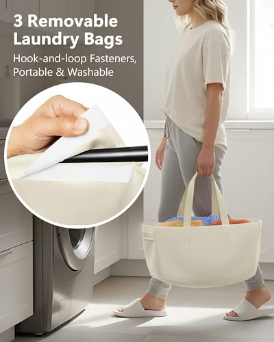 3-Section-Laundry-Sorter-with-Removable-Bags-120L-Rolling-Vertical-Laundry-Hamper-Stackable-Laundry-Baskets-organizer-for-Bathroom-Apartment-Dorm-Beige-With-Wheel