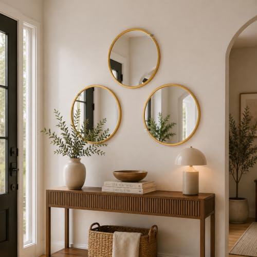 Image of Ali.G.I Round Wall Mirror, Modern Metal Framed Decorative Circle Vanity Mirror for Bathroom, Living Room, Bedroom & Entryway (Gold 16 inch)