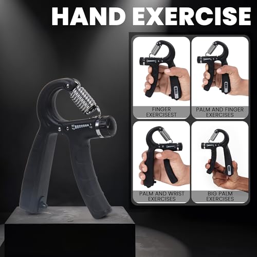 Fitness Mantra® Counter 10KG To 60KG Weight Adjustable Professional Counter Hand Gripper for Men & Women | Counter Hand Grip|Finger Exerciser|Power Gripper|Black Color| 6 41cgbVndwrL